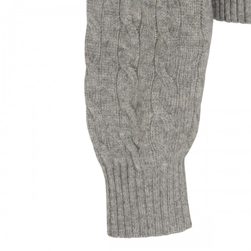 GREY HEATHER WOOL AND CASHMERE BLEND KNITTED POLO SHIRT