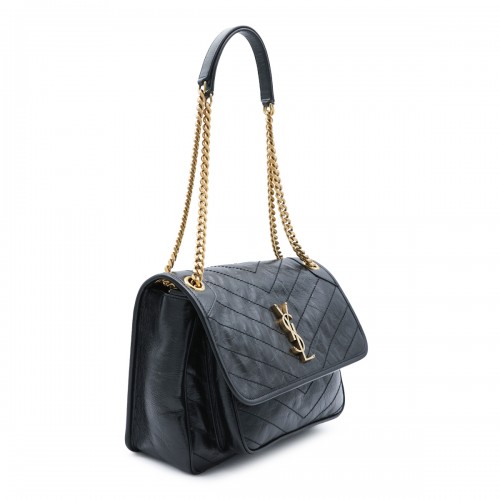 BLACK LEATHJER NIKI SHOULDER BAG