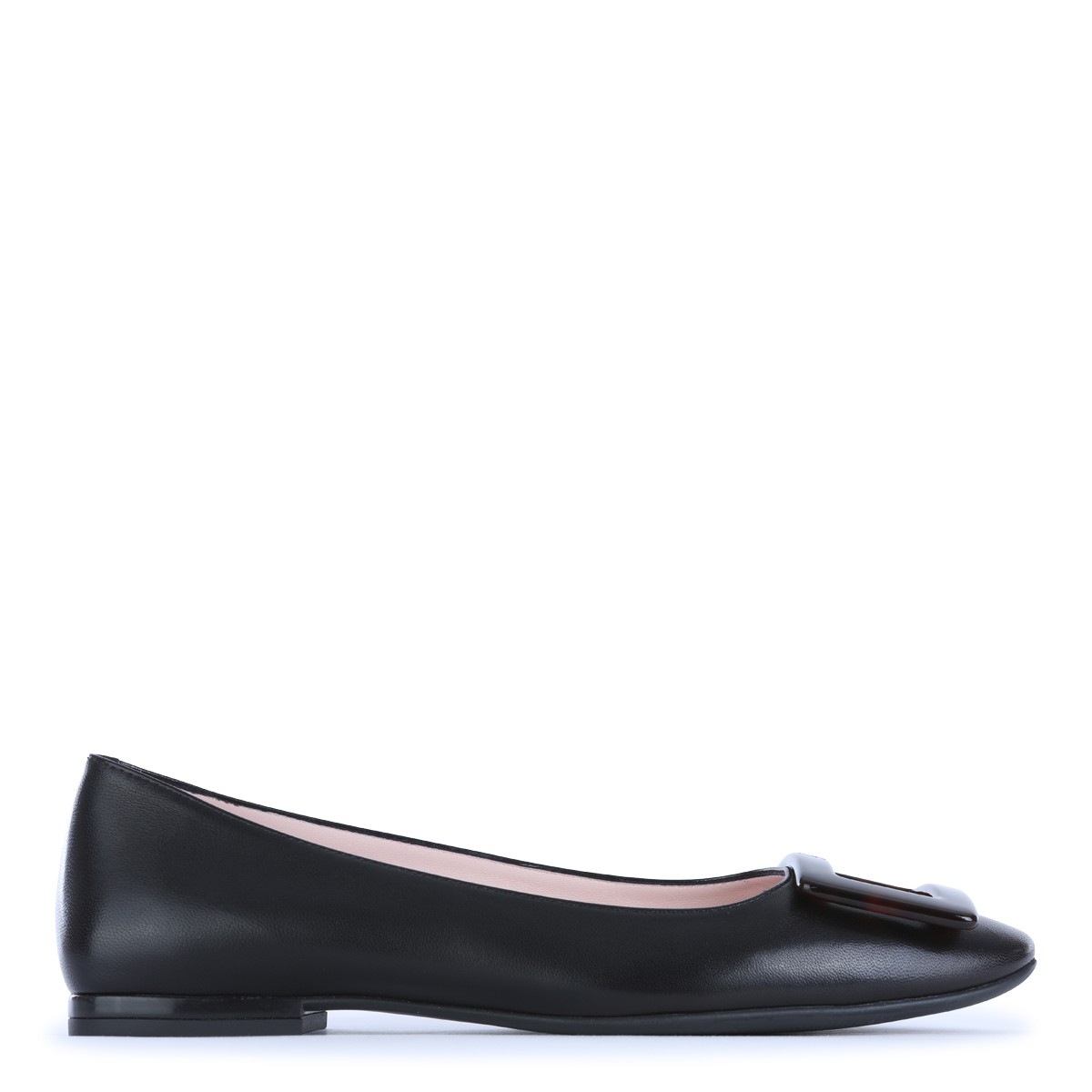 BLACK LEATHER ROUNDY TOURTLE BALL FLATS