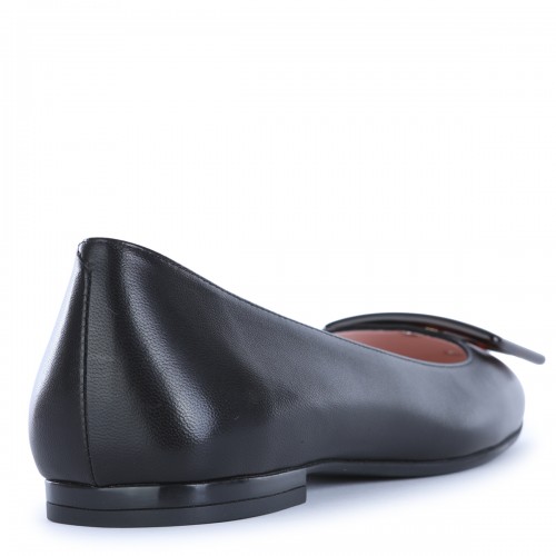 BLACK LEATHER ROUNDY TOURTLE BALL FLATS