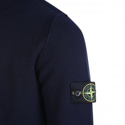 NAVY BLUE WOOL BLEND SWEATER