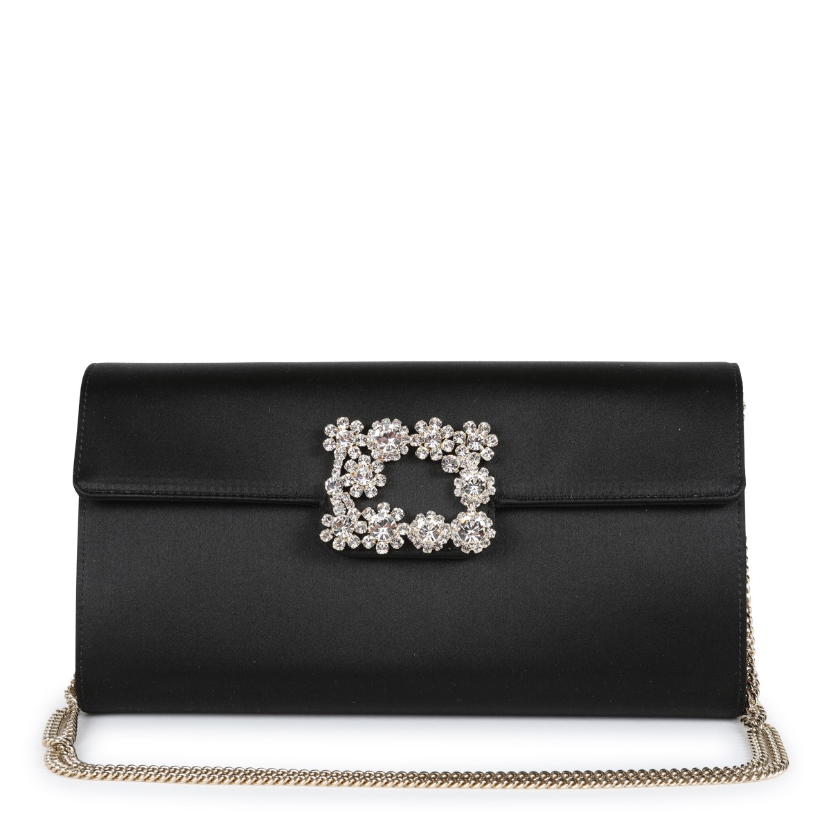 BLACK SATIN EFFLORESCENCE TOP HANDLE BAG