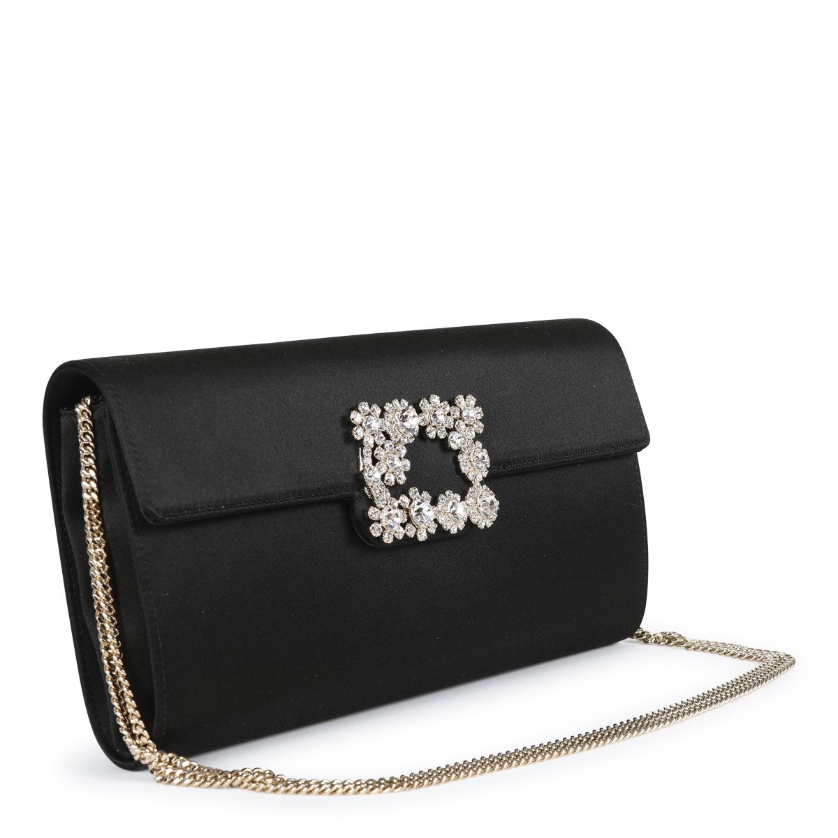 BLACK SATIN EFFLORESCENCE TOP HANDLE BAG