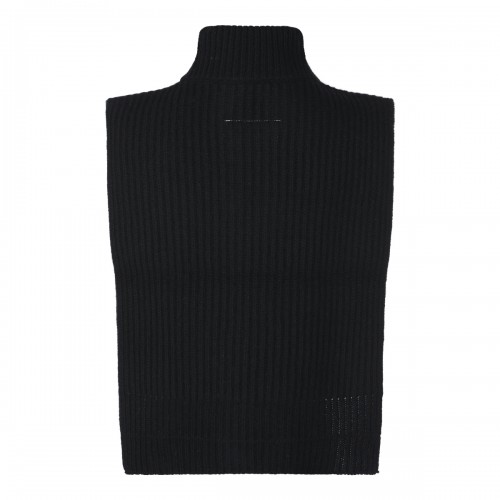 BLACK WOOL STOLE VEST SWEATER 2