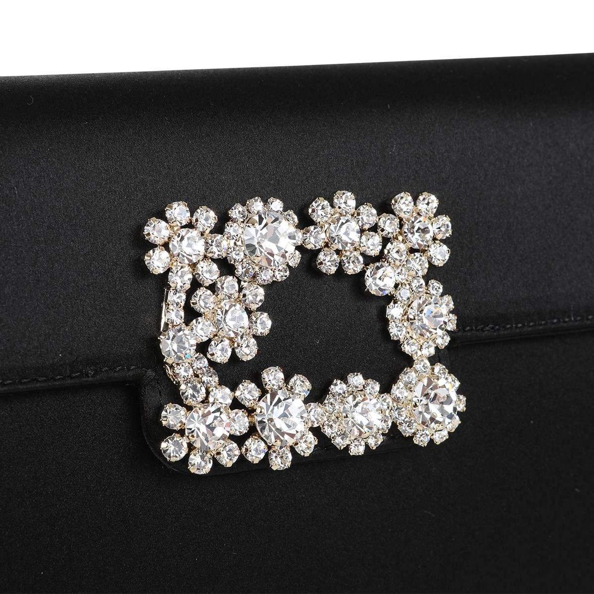 BLACK SATIN EFFLORESCENCE TOP HANDLE BAG