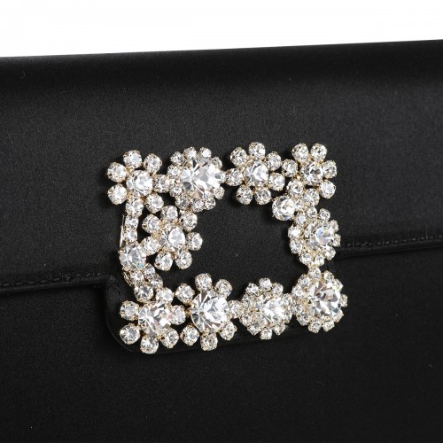 BLACK SATIN EFFLORESCENCE TOP HANDLE BAG