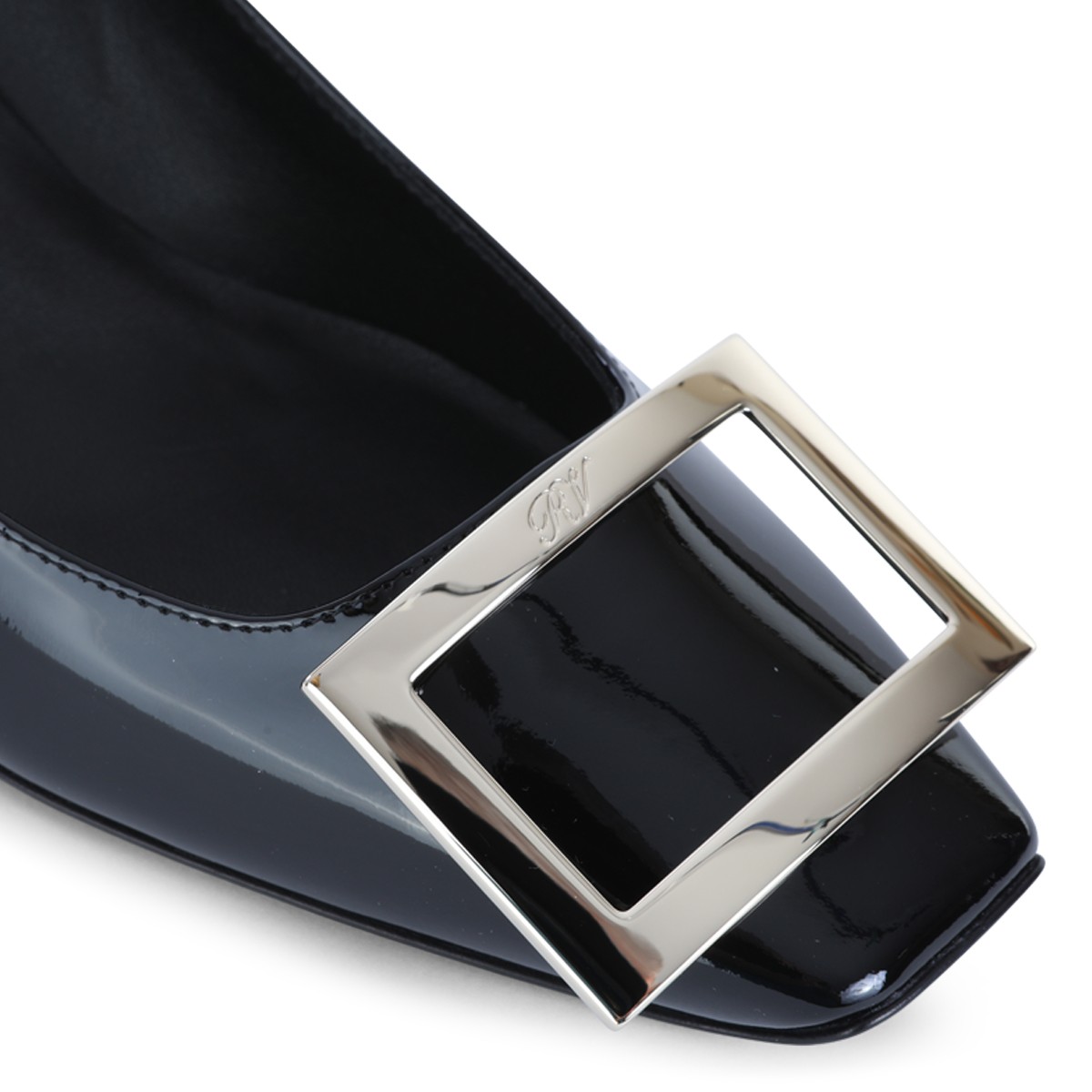 BLACK LEATHER TROMPETTE PUMPS