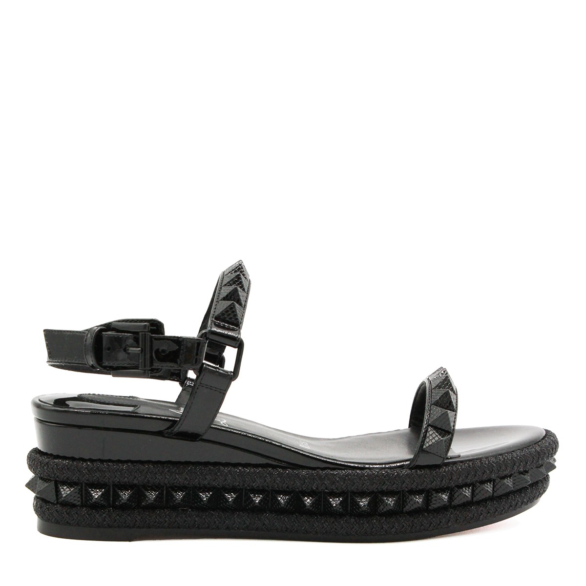 BLACK LEATHER PYRA CLOU ESPADRILLAS