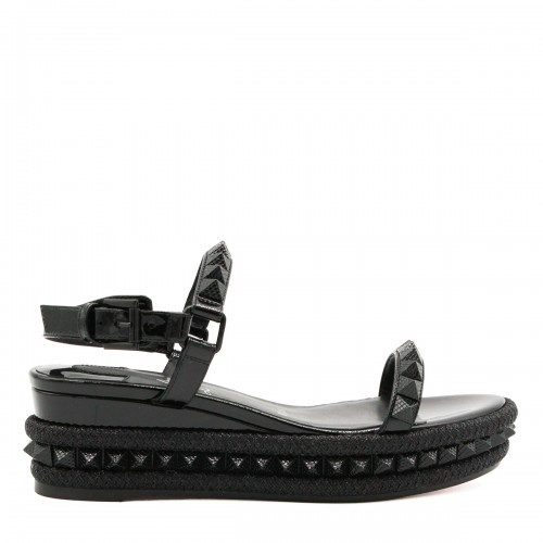 BLACK LEATHER PYRA CLOU ESPADRILLAS