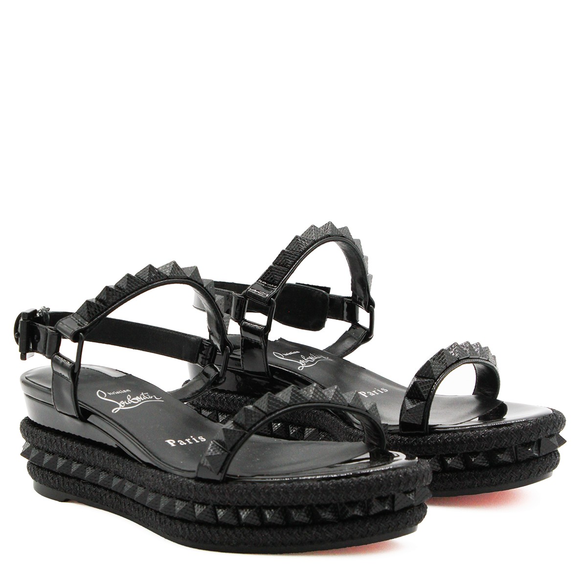BLACK LEATHER PYRA CLOU ESPADRILLAS