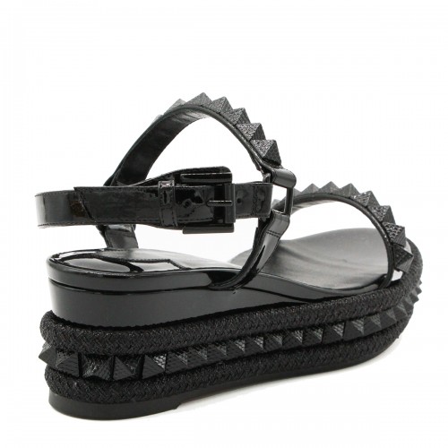 BLACK LEATHER PYRA CLOU ESPADRILLAS