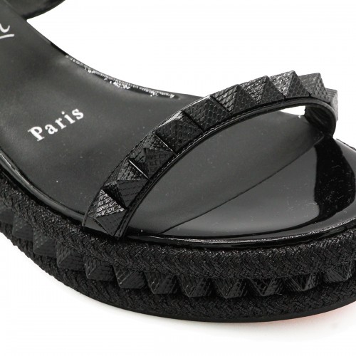 BLACK LEATHER PYRA CLOU ESPADRILLAS