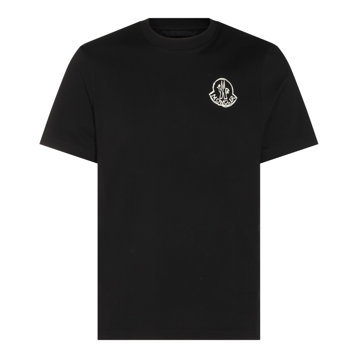BLACK COTTON LOGO PATCH T-SHIRT