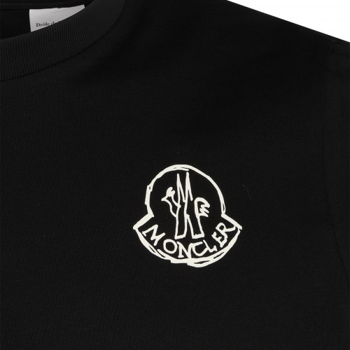 BLACK COTTON LOGO PATCH T-SHIRT