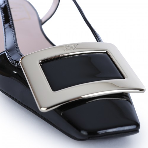 BLACK VYNIL BELLE VIVIER SLINGBACK FLATS