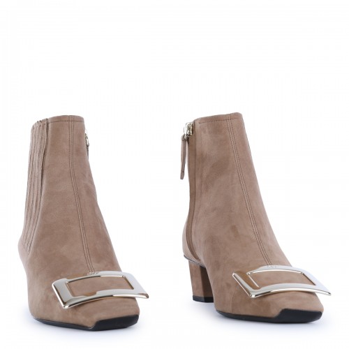 LIGHT BEIGE SUEDE BUCKLE CHELSEA BOOTS