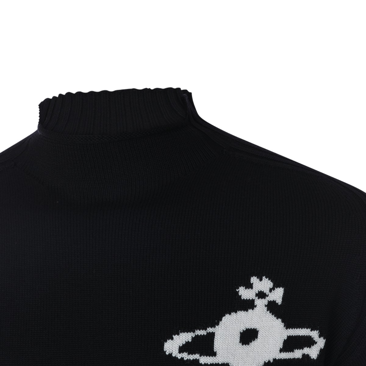 BLACK WOOL FISHERMAN JUMPER