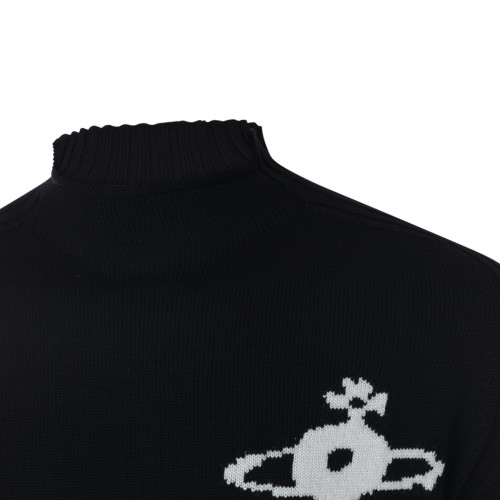 BLACK WOOL FISHERMAN JUMPER