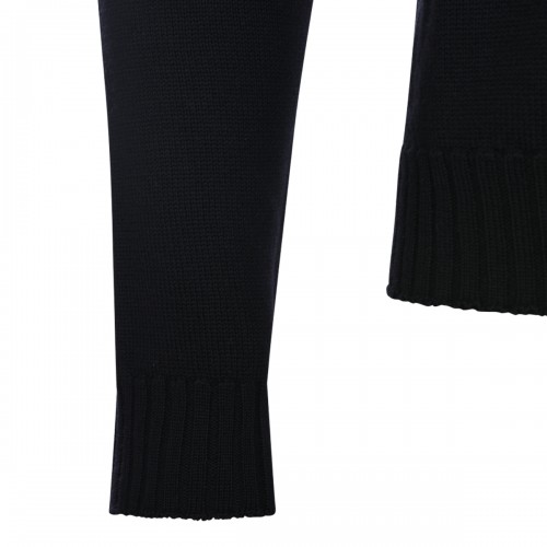 BLACK WOOL FISHERMAN JUMPER