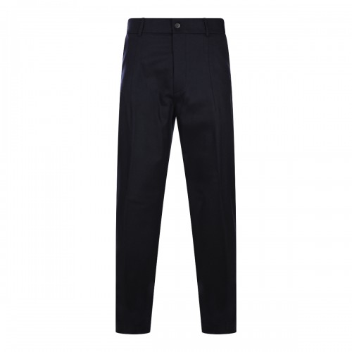 BLUE WOOL AND CASHMERE BLEND PANTS