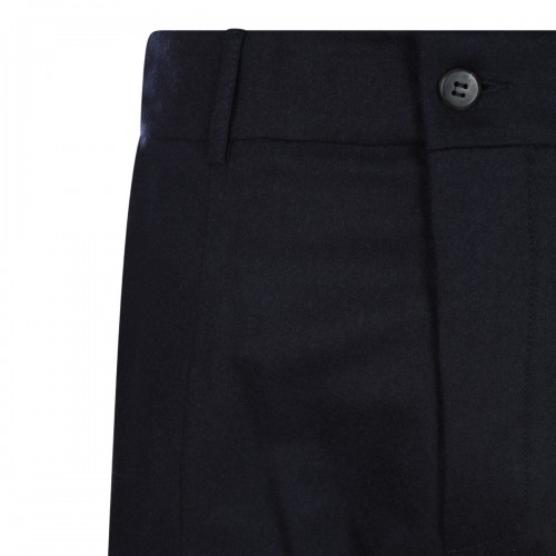 BLUE WOOL AND CASHMERE BLEND PANTS