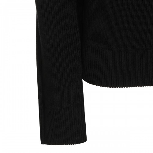 BLACK WOOL COTTON BLEND KNITWEAR