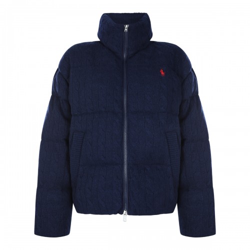 NAVY HEATHER PUFFER CROPPED...