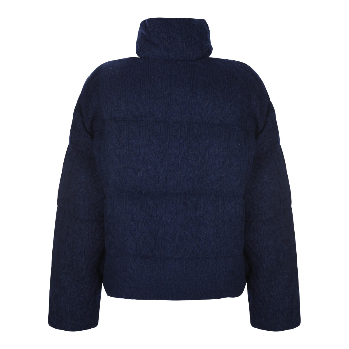 NAVY HEATHER PUFFER CROPPED DOWN JACKET
