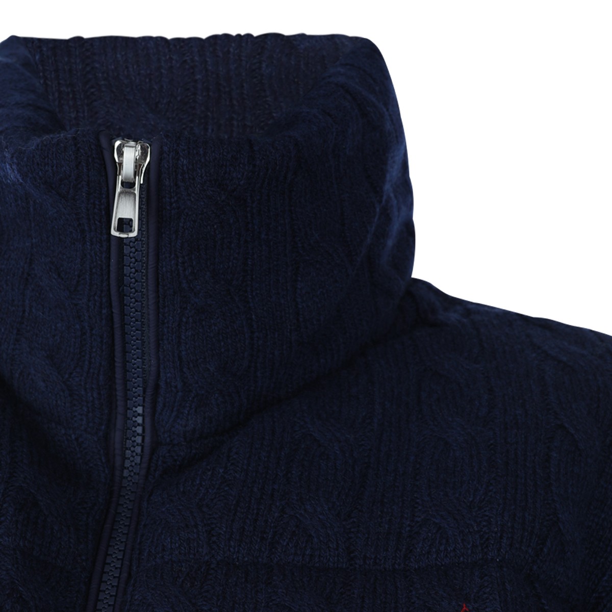 NAVY HEATHER PUFFER CROPPED DOWN JACKET