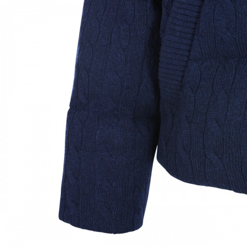 NAVY HEATHER PUFFER CROPPED DOWN JACKET