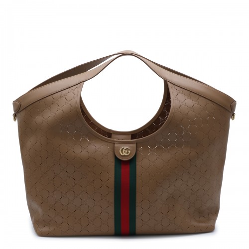 BROWN LEATHER GIGLIO SHOULDER BAG