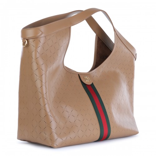 BROWN LEATHER GIGLIO SHOULDER BAG