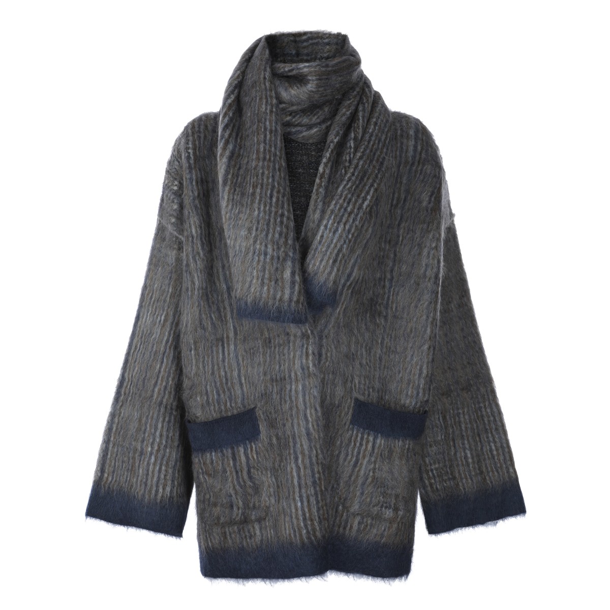 LIGHT GREY WOOL AND MOHAIR BLEND COAT
