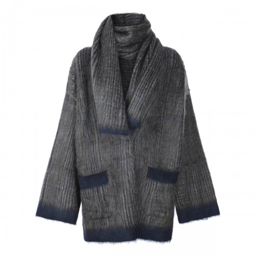 LIGHT GREY WOOL AND MOHAIR BLEND COAT