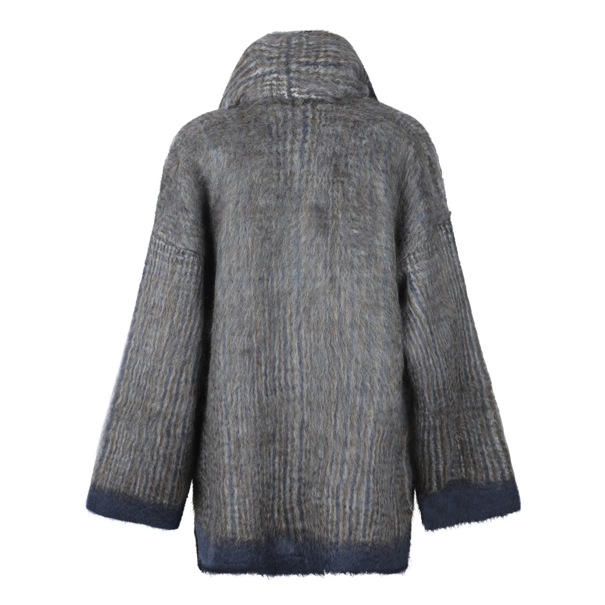 LIGHT GREY WOOL AND MOHAIR BLEND COAT