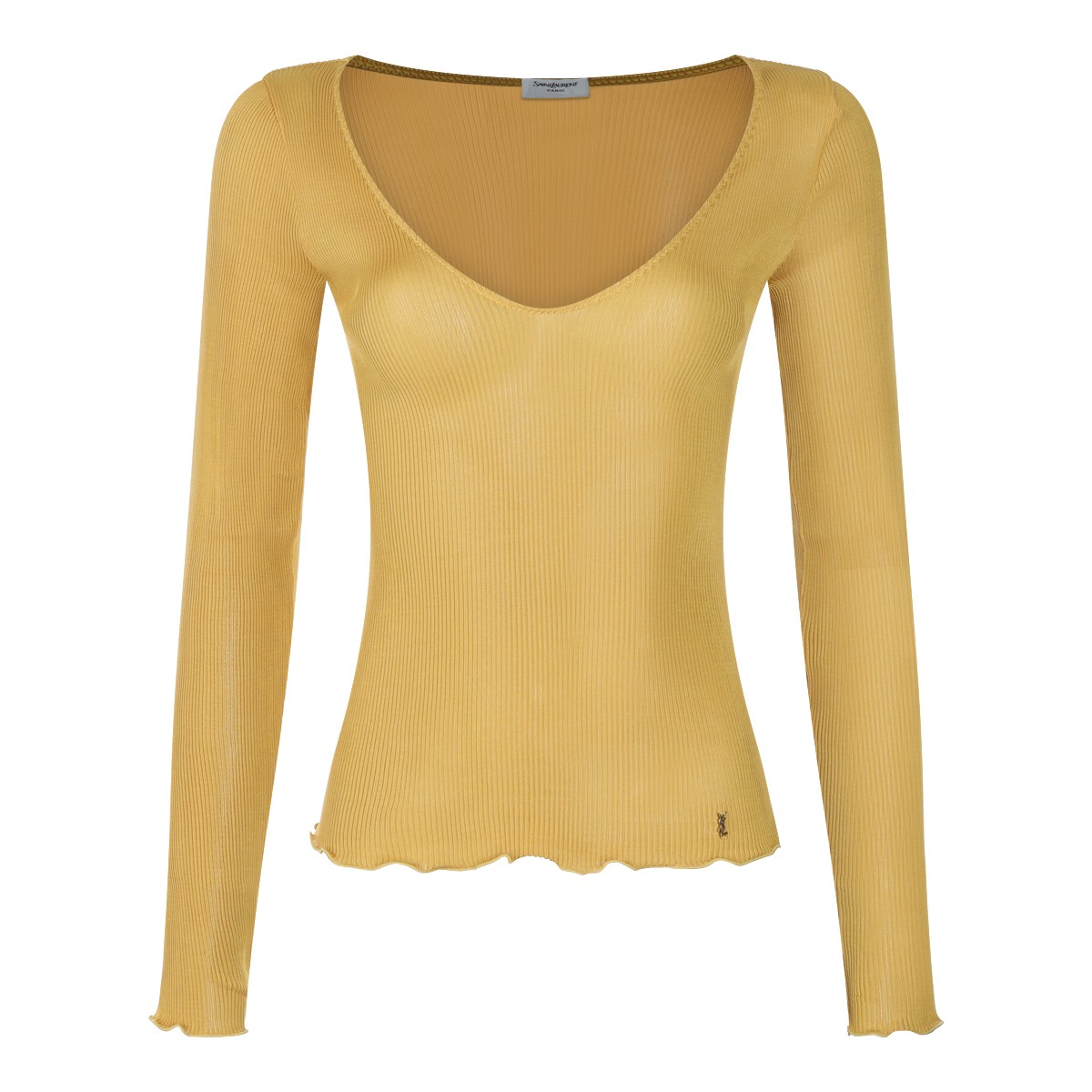JAUNE SAFRAN SILK LON SLEEVED TOP