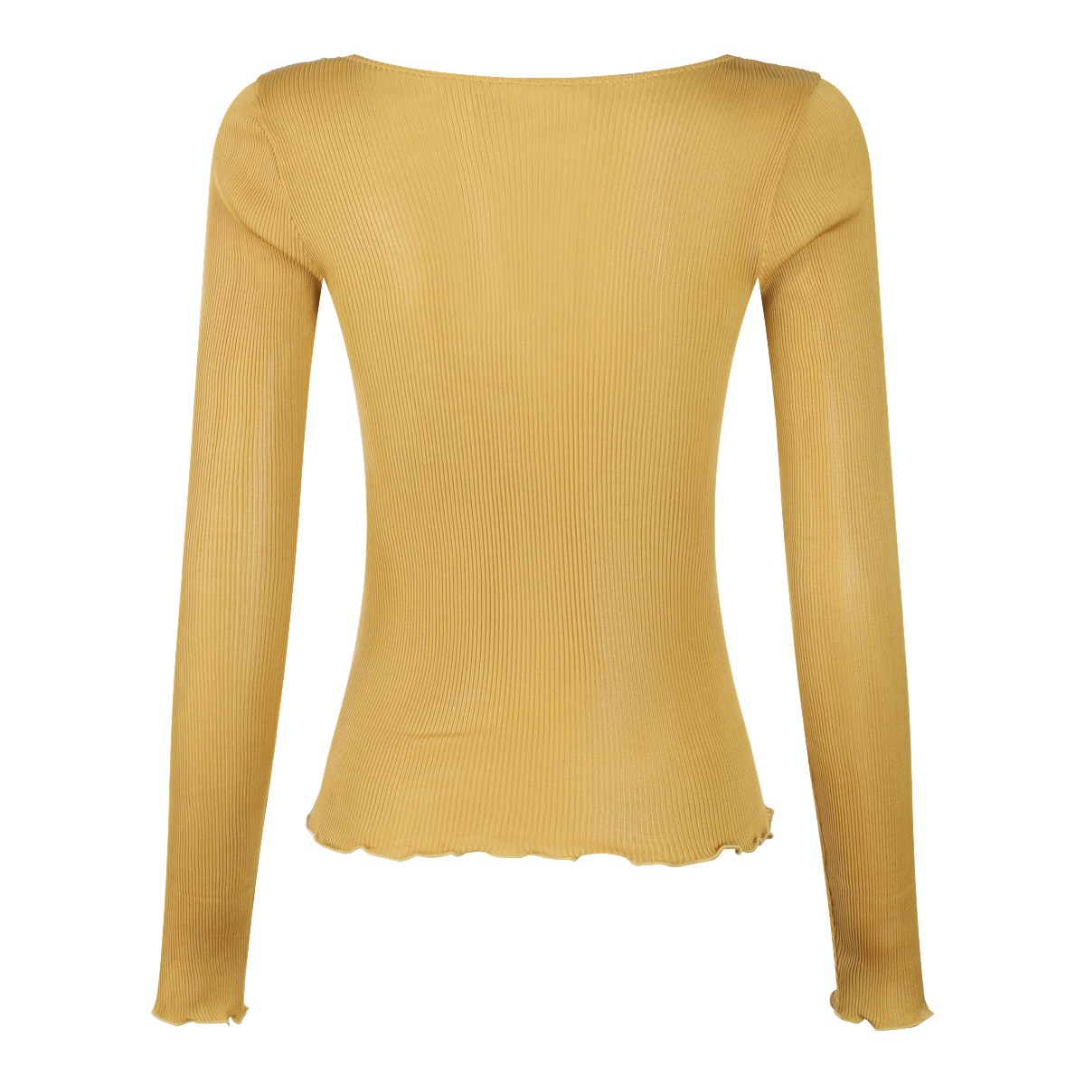 JAUNE SAFRAN SILK LON SLEEVED TOP