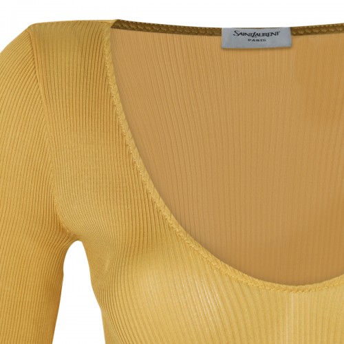 JAUNE SAFRAN SILK LON SLEEVED TOP