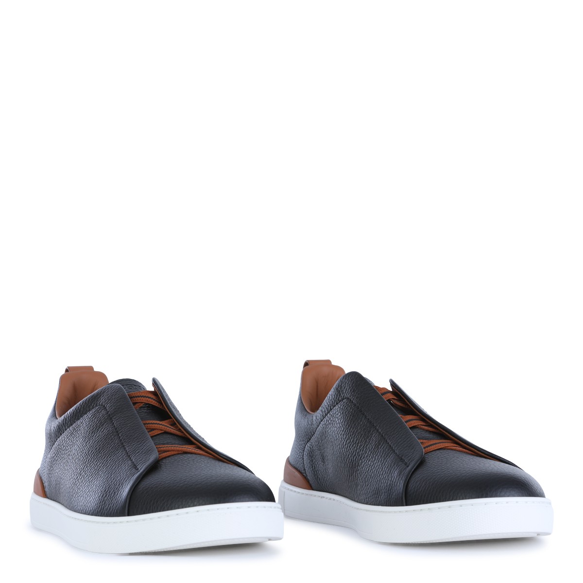 BLACK LEATHER TRIPLE STITCH SNEAKERS