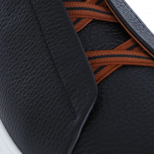BLACK LEATHER TRIPLE STITCH SNEAKERS