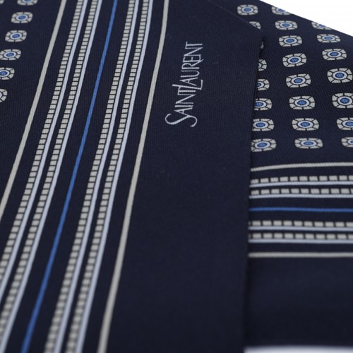 NAVY SILK SCARF 2