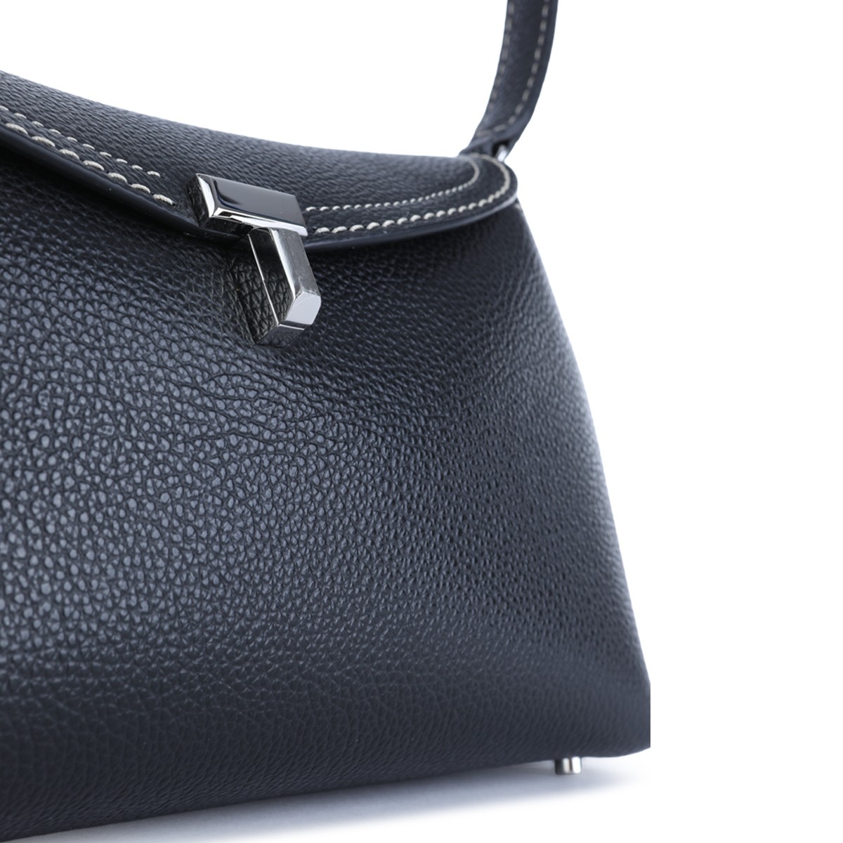 BLACK LEATHER T-LOCK CLUTCH
