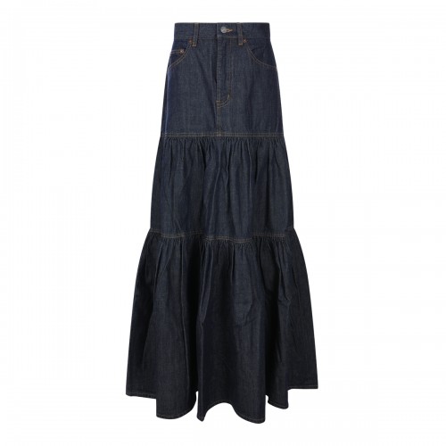 INDIGO COTTON LONG SKIRT