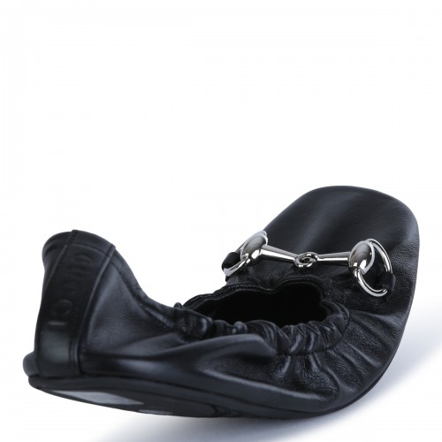 BLACK LEATHER FLATS