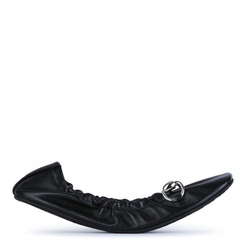 BLACK LEATHER FLATS