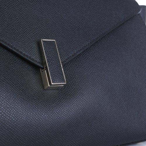 BLACK LEATHER ISIDE EDITOR TOP HANDLE BAG