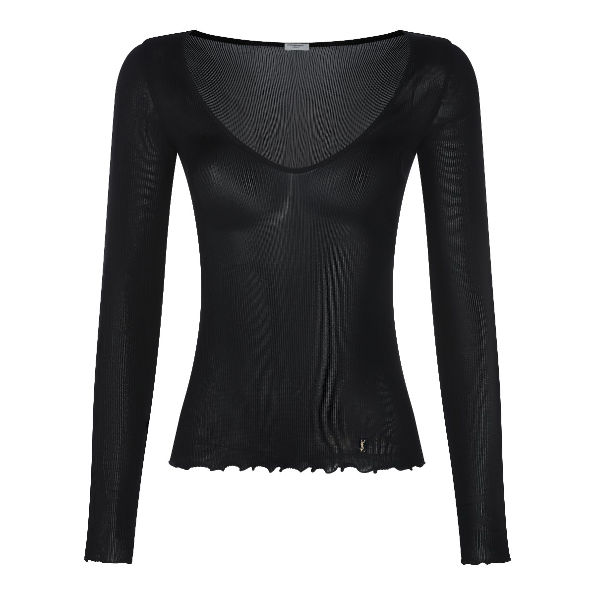 BLACK SILK LONG SLEEVED TOP