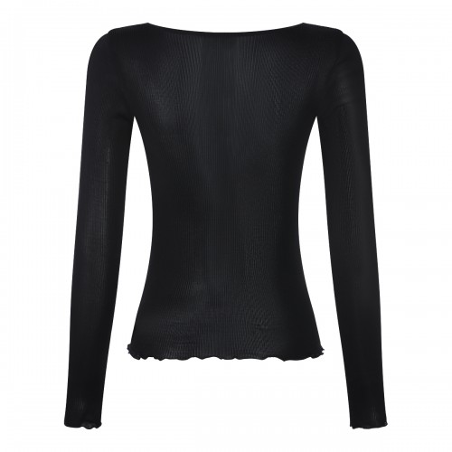 BLACK SILK LONG SLEEVED TOP 2