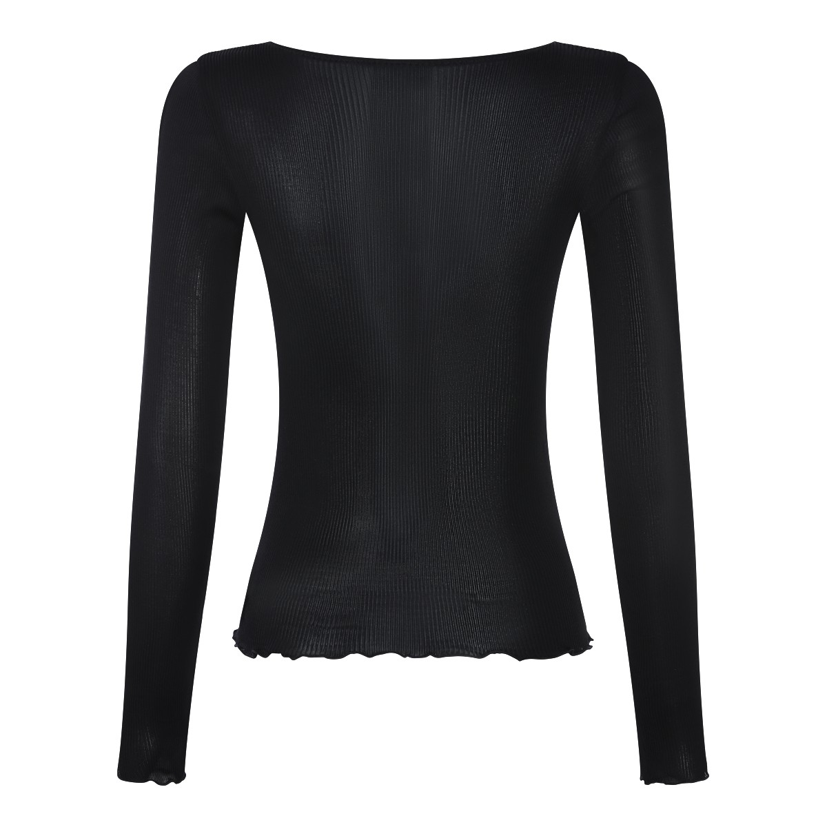 BLACK SILK LONG SLEEVED TOP