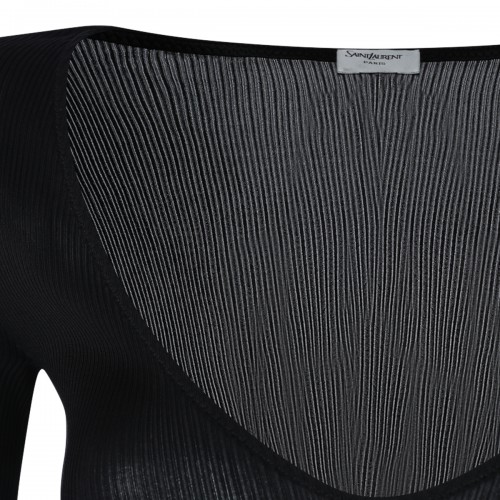 BLACK SILK LONG SLEEVED TOP